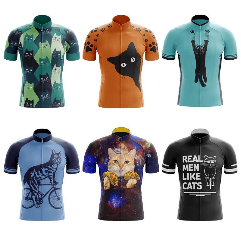 Mountain Biking Cartoon - Camisa de Ciclismo Masculina CARTOON CAT,