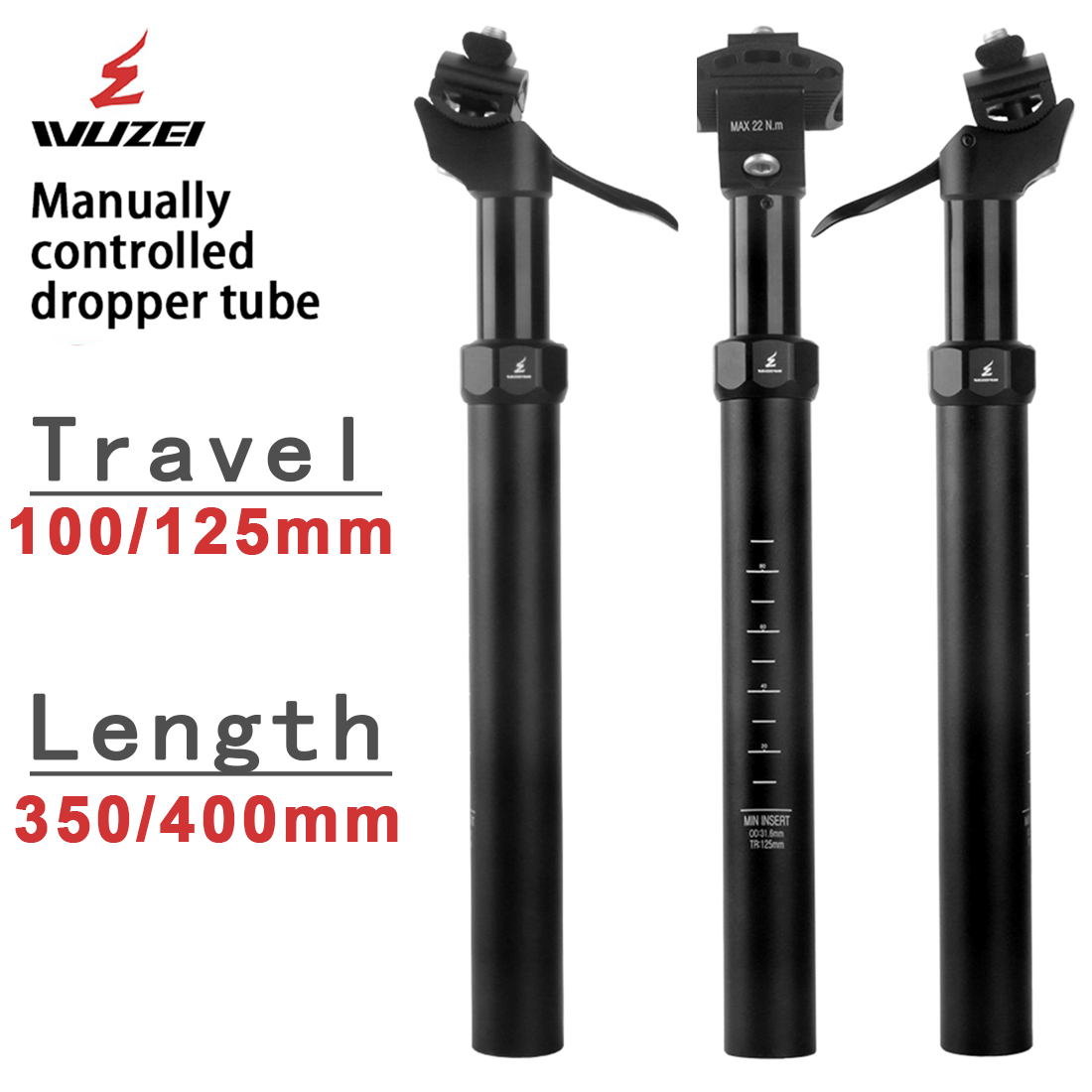 Dropper Post Remote - WUZEI MTB Espigão de Selim Telescópico